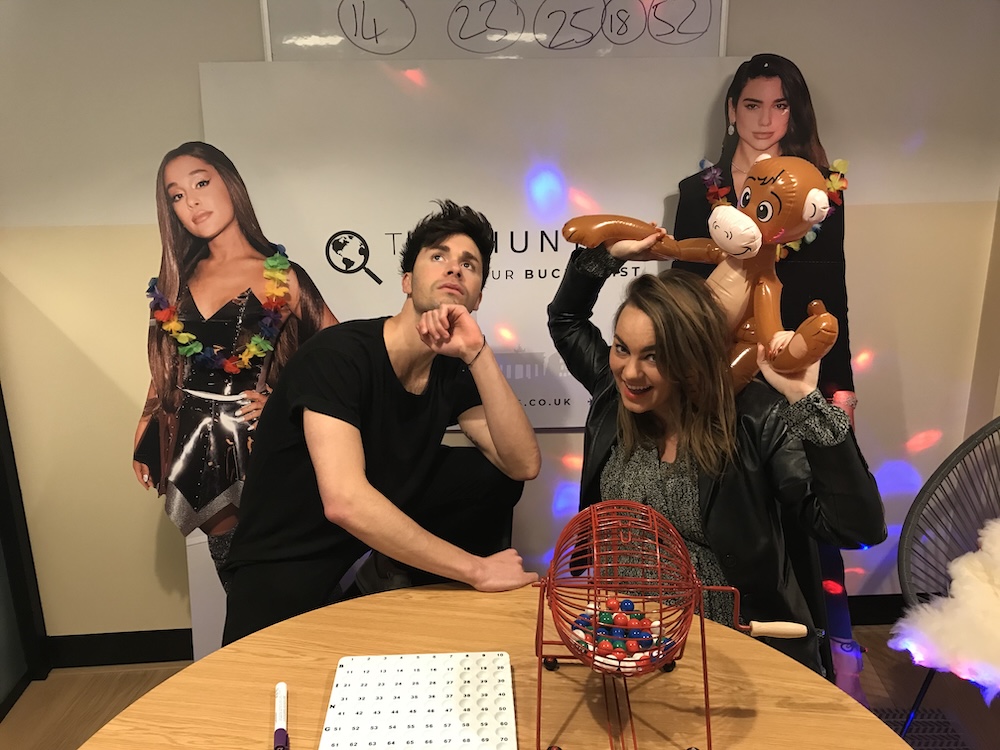 The team around a lottery machine
