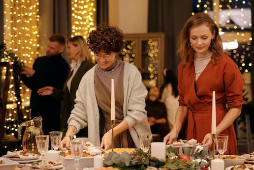 A group of friends at a dinner party