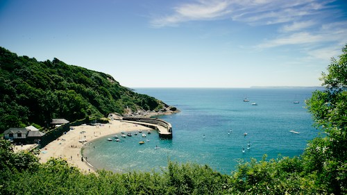 People swimming in the sea at the beach in Cornwall