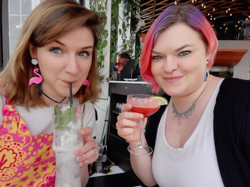 Harriet and her plus one for the day, Emma, enjoying some cocktails.